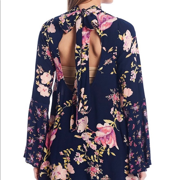 Free People tate floral print mock neck bell tunic - Picture 2 of 11